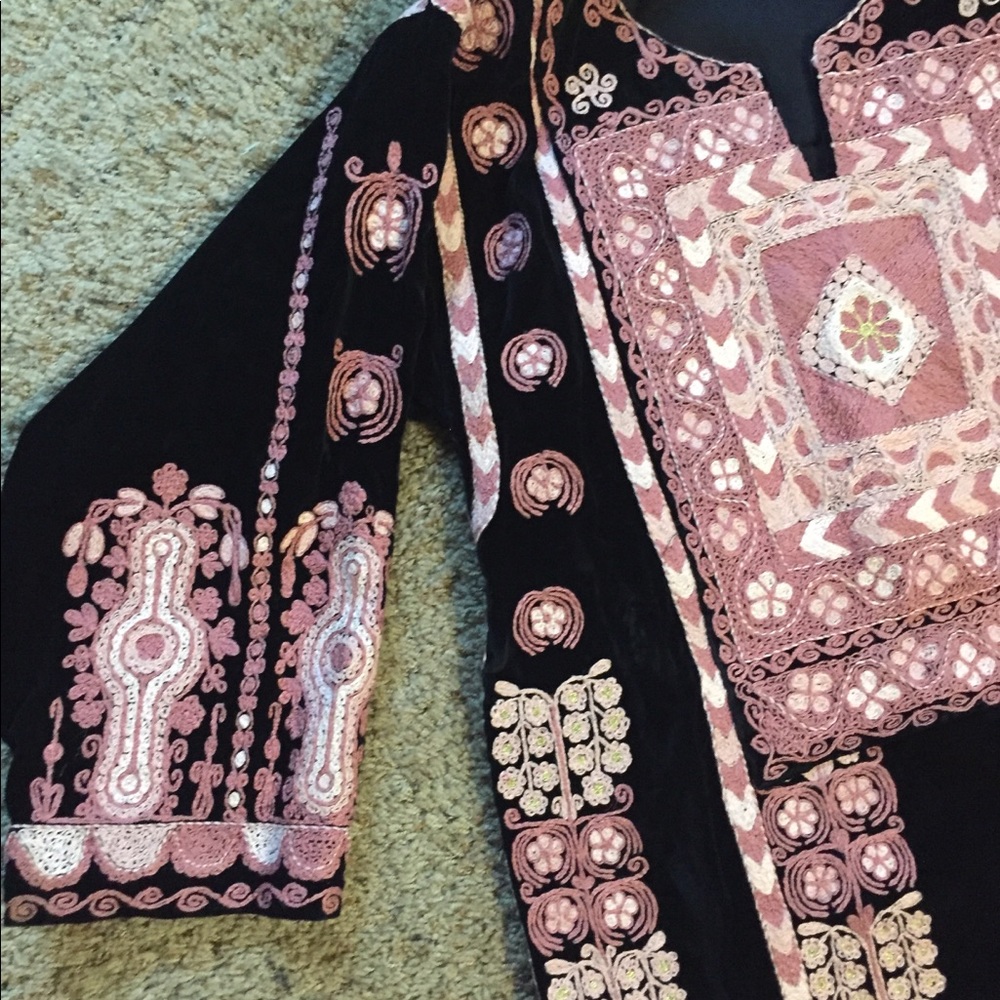 Stunning Custom made Velvet Black Palestinian Thobe Kaftan  Dress Abaya - Picture 3 of 9